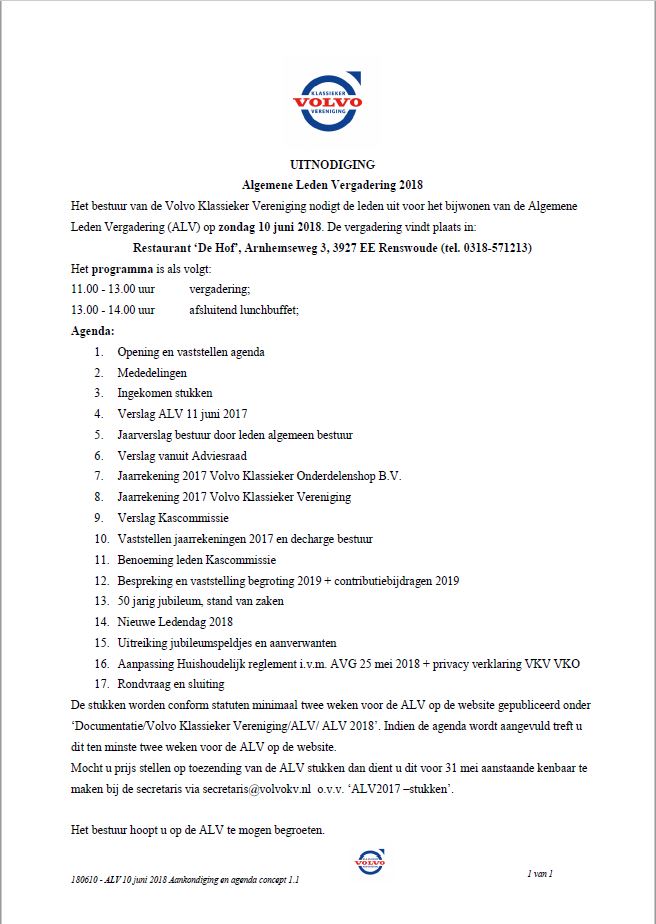 180610   ALV 10 juni 2018 Aankondiging en agenda concept 1 1